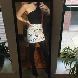 🌞SHEIN Black and White Face Print Skirt🌞